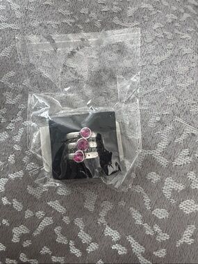 paparazzi Pink Triple Stone Silver Tone Stackable Ring
